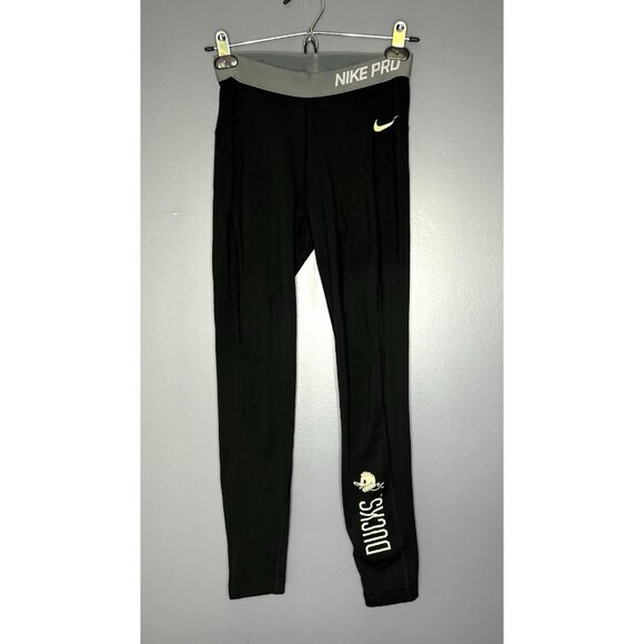 NCAA Oregon Ducks Nike Dri-Fit Athletic Leggings Black Off White Size Small - Picture 1 of 15